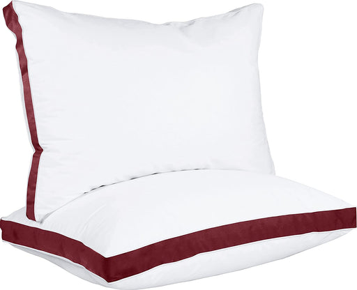 Bed Pillows for Sleeping Queen Size (Burgundy), Set of 2, Cooling Hotel Quality, Gusseted Pillow for Back, Stomach or Side Sleepers