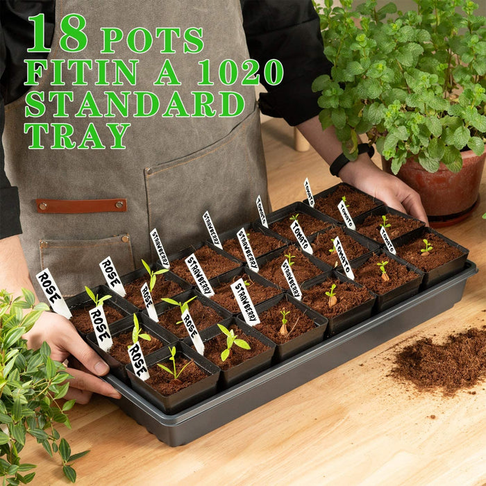 Square Nursery Pots 3.3 Inches Flexible Plastic Seedling Pots Square Pots for Plants, Succulent, Flower, Pack of 60, with 60 PCS Plant Labels