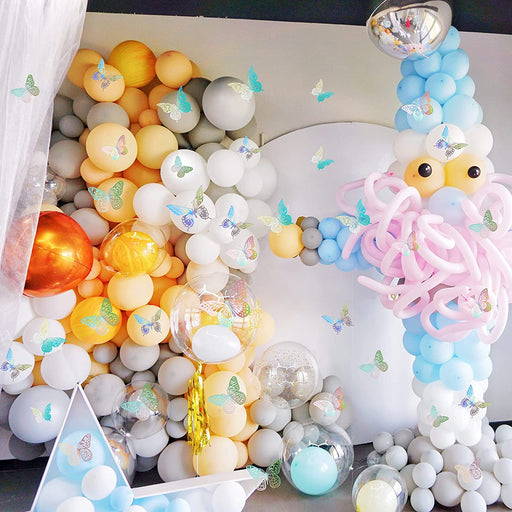 3D Butterfly Wall Decor 48 Pcs 4 Styles 3 Sizes, Butterfly Birthday Decorations Butterfly Party Decorations Cake Decorations, Removable Wall Stickers Room Decor for Kids Nursery Classroom Wedding Decor (Laser)