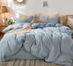 Bedding Duvet Cover Set 100% Washed Cotton Linen like Textured Breathable Durable Soft Comfy (Cornflower Blue, Queen)