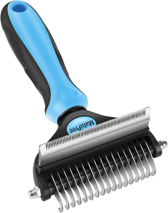 Malsipree Pet Grooming Brush, 2 in 1 Deshedding Tool & Undercoat Rake Dematting Comb for Mats & Tangles Removing, Reduces Shedding up to 95%, Great for Short to Long Hair of Medium Large Dogs