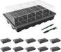 Gardzen 5-Set Garden Propagator Set, Seed Tray Kits with 200-Cell, Seed Starter Tray with Dome and Base 15" X 9" (40-Cell per Tray)