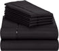 6 PC Sheet Set Sheets Deep Pockets 18" Eco Friendly Wrinkle Free Sheets Machine Washable Hotel Bedding Silky Soft - Black Queen
