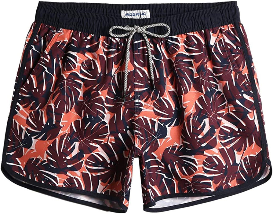 Mens Boys Short 80S 90S Vintage Swim Trunks with Mesh Lining Quick Dry Swim Suits Board Shorts