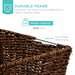 Set of 4 Multipurpose Stackable Seagrass Laundry Organizer Tote Baskets W/ Insert Handles - Brown