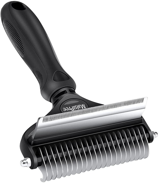Malsipree Pet Grooming Brush, 2 in 1 Deshedding Tool & Undercoat Rake Dematting Comb for Mats & Tangles Removing, Reduces Shedding up to 95%, Great for Short to Long Hair of Medium Large Dogs