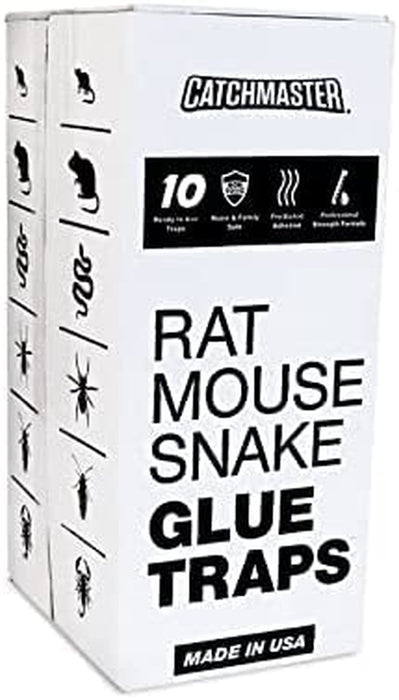Baited Glue Traps by  - 10 Pre-Baited Trays, Ready to Use Indoors. Rat Mouse Snake Exterminator Plastic Sticky Adhesive Easy No-Mess Simple Non-Toxic Disposable - Made in the USA