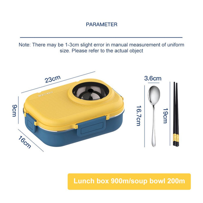 1100Ml Bento Lunch Box Leak-Proof Stackable 2 Layers Lunch Containers with Bowl Reusable Healthy Stainless Steel Food Storage Box Portable Food Box with Spoon Chopsticks