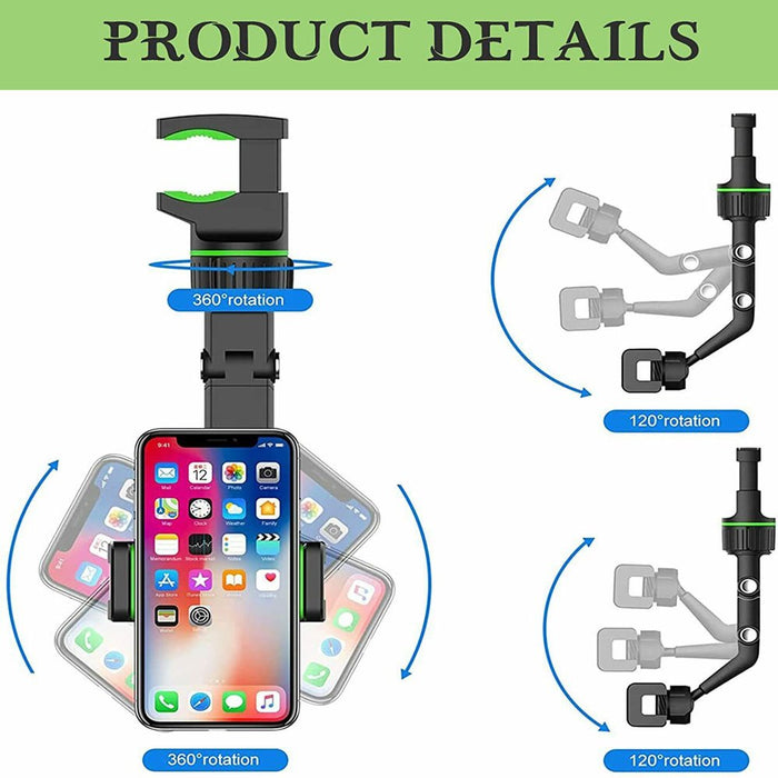 Universal 360° Car Mount Holder Phone Stand Rear-View Mirror Clip for Iphone Samsung Cell Phone GPS