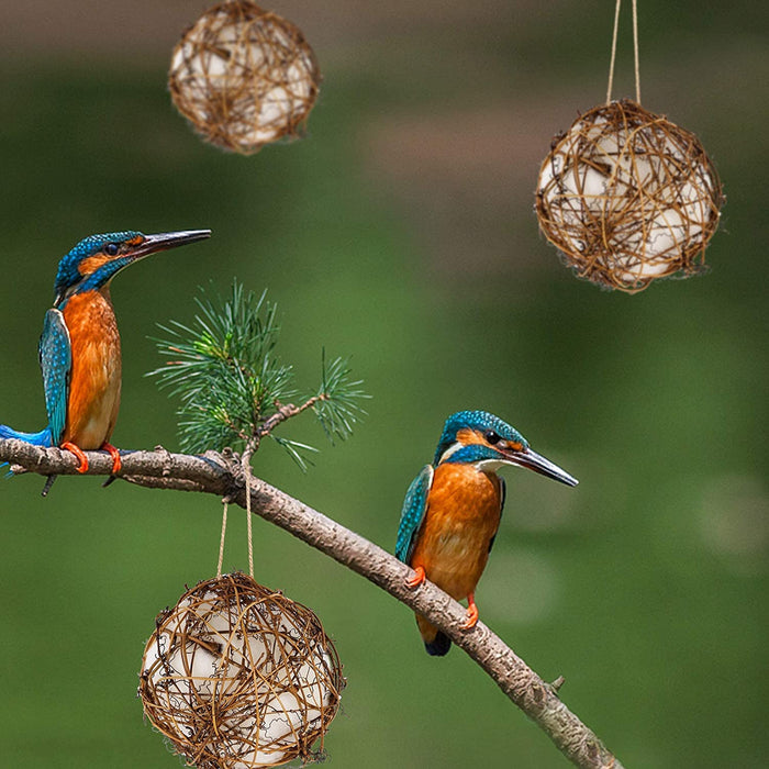 Set of 3 Globe Hummingbird Nesters, Full of Bird Nesting Materials, Design for Bird Lovers, Idea Bird Gifts in Outdoor Indoor Patio Garden