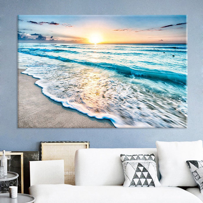 Art Sea Waves Large Canvas Prints Wall Art Ocean Beach Frameless Pictures Paintings for Living Room Bedroom Home Decorations