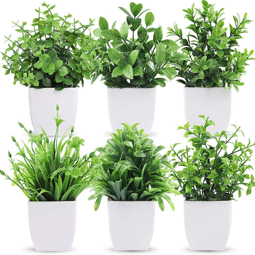 6 Packs Fake Plants, Mini Artificial Plants Indoor for Home Farmhouse Bathroom Shelf Decor…