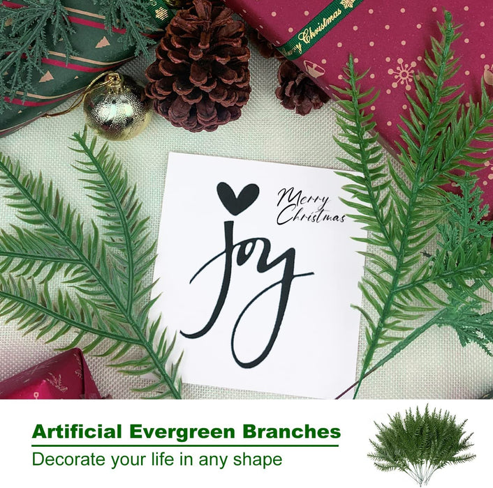 50PCS Christmas Tree Filler Branches, Christmas Artificial Pine Branches, Christmas Artificial Evergreen Branches for Christmas DIY Garland, Christmas Tree Fillers, Present Decor Christmas Decorations