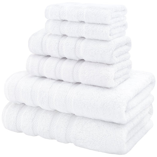 6 Piece Premium Bath Towel Set, 100% Turkish Cotton Towels for Bathroom, White