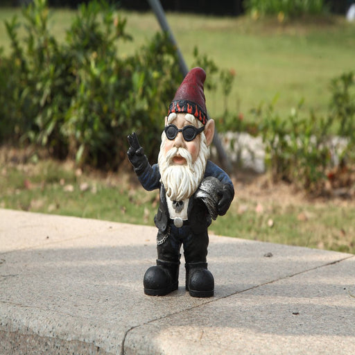 BIKER GNOME with SUNGLASSES & HELMET- GNOMAD
