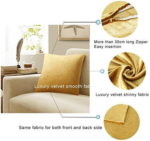 GIGIZAZA Gold Velvet Decorative Throw Pillow Covers,18X18 Pillow Covers for Couch Sofa Bed 2 Pack Soft Cushion Covers