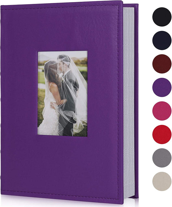 Photo Picture Album 4X6 300 Photos,Small Capacity Premium Leather Cover Wedding Family Photo Albums Holds 300 Horizontal Photos(Black)