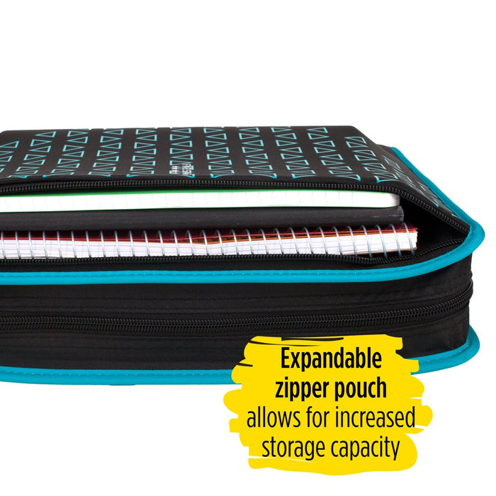 Five Star Xpanz 2" Zipper Binder, 380 Sheet, round Rings, Teal (28090HZ9)