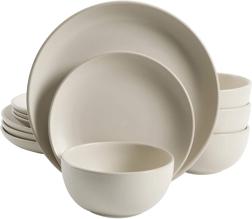 Gibson Home Rockaway round Stoneware Dinnerware Set, Service for 4 (12Pcs), Blue