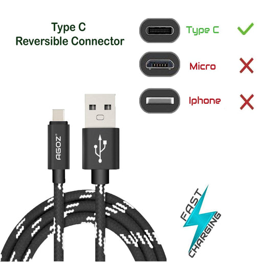 3 Pack 10Ft Braided Type-C USB FAST Charging Charger Cable Cord for Samsung Galaxy S22, S21, S10, S10E, S20, S9,S8, Note 20, 10, 9, A01 A11 A10E A12 A13 A14 A20 A21 A50 A51 A52 A53 A71, Z Fold4