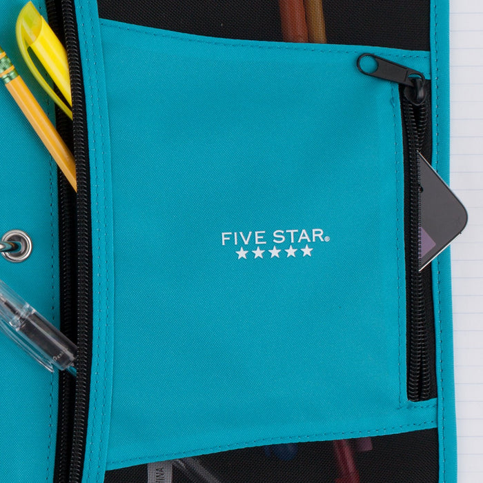 Five Star Xpanz 2" Zipper Binder, 380 Sheet, round Rings, Teal (28090HZ9)