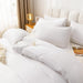 3Pcs Fringe White Tassel Comforter Set Queen Boho Bohemian Cute Soft Tufted Microfiber Bedding Sets Modern Style for Men and Women (1 Comforter + 2 Pillowcases)