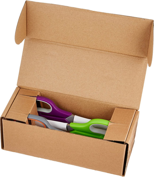 Amazon Basics Multipurpose, Comfort Grip, PVD Coated, Stainless Steel Office Scissors - Pack of 3
