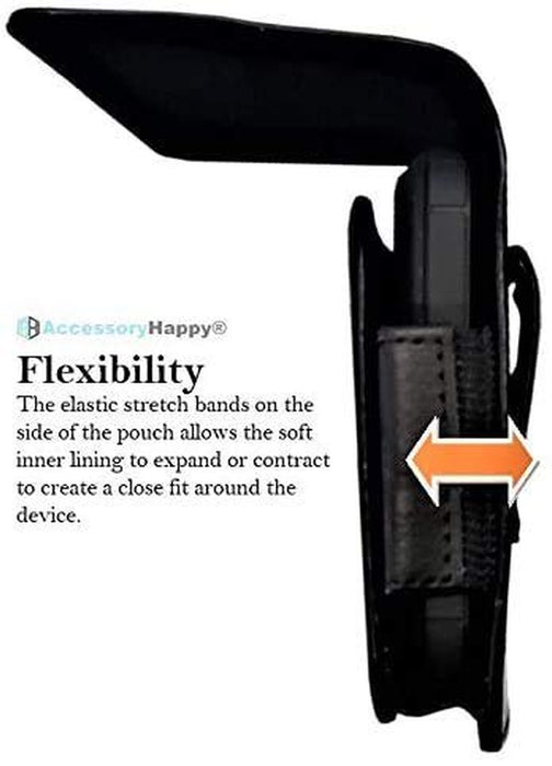 Premium Horizontal Leather Cell Phone Belt Pouch, Compatible with 6.5" to 7" PHONE or CASE Holster Clip Fits Otterbox Defender Case/Battery Case/Extra Big Case on (X-Large)