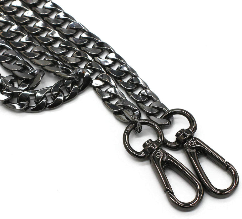DIY Iron Flat Chain Strap Handbag Chains Purse Chain Straps Shoulder Cross Body Replacement Straps with Metal Buckles (47", Gold)
