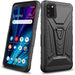 Alcatel TCL A3X A600DL Belt Clip Holster Kickstand Shock Proof Phone Case with Tempered Glass Screen Protector - Black