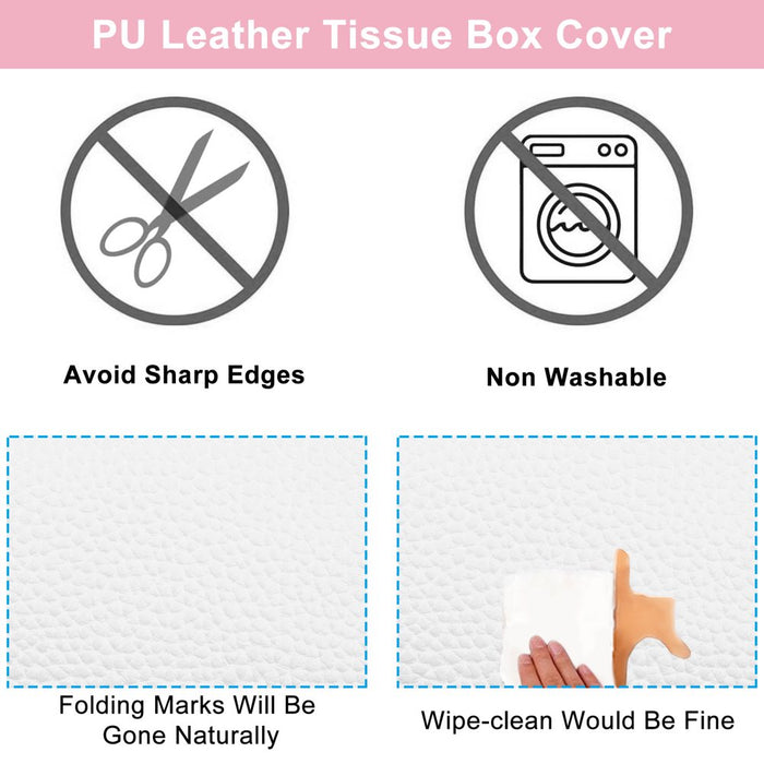 White Tissue Box Cover, PU Leather Square Tissue Box Holder for Living Room/Night Stands/Office/Car/Dining Table Home Decor