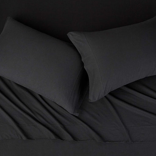 Cotton Jersey Bed Sheet Set - Full, Black