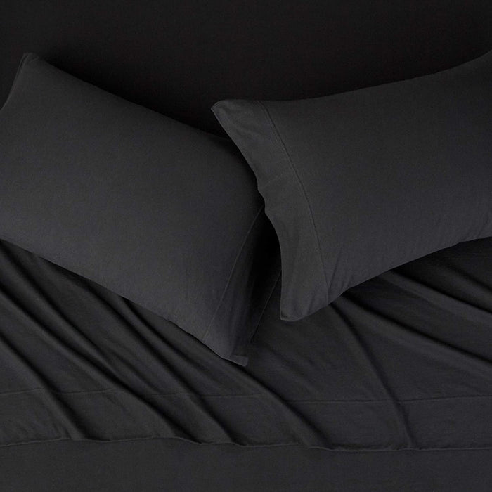 Cotton Jersey Bed Sheet Set - Full, Black