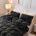 Plush Fluffy Duvet Cover Oeko-Tex Certified Luxury Ultra Soft Shaggy Crystal Velvet Bedding Set 3 Pieces(1 Duvet Cover + 2 Pillow Shams) Zipper Closure(Queen, Dark Gray)