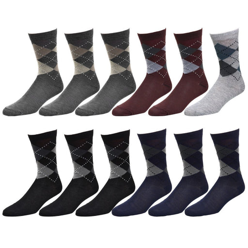 12-Pack Men'S Cotton Dress Socks Casual Crew Fashion Multi Colors