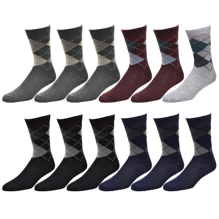 12-Pack Men'S Cotton Dress Socks Casual Crew Fashion Multi Colors