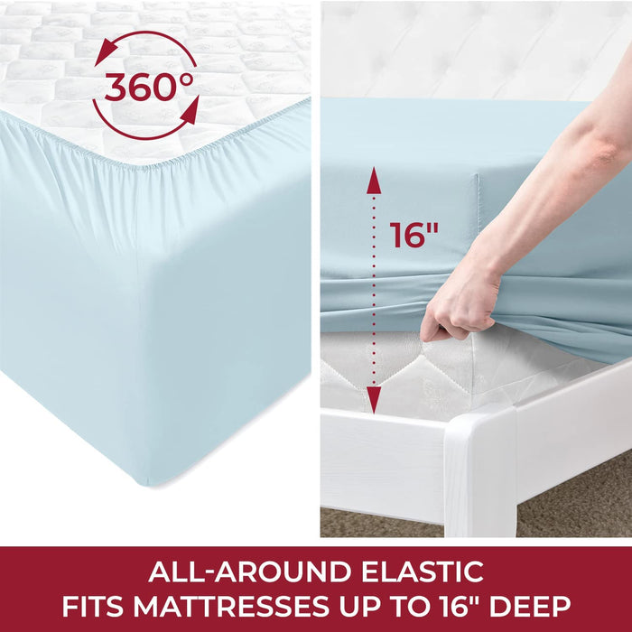 Queen Sheet Set - Hotel Luxury Bedding Sheets & Pillowcases - Extra Soft Cooling Bed Sheets - Deep Pocket up to 16 Inch - Wrinkle, Fade, Stain Resistant - 4 Piece (Queen, Baby Blue)