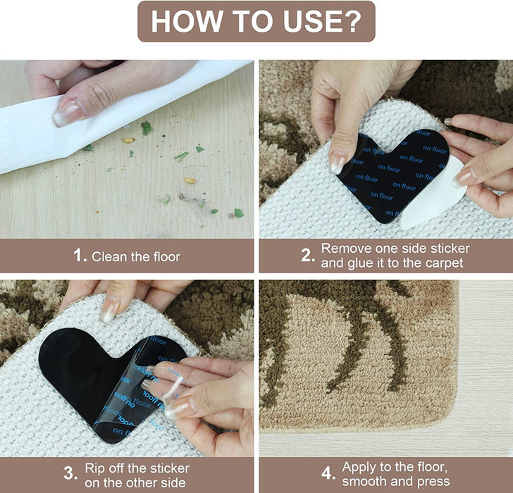 16 Pcs Grippers for Rugs, Non Slip Rug Pads for Hardwood Floors and Tiles, Reusable and Washable Rug Tape for Area Rugs, Dual Sided Adhesive Rug Pad Gripper Keep Corners Flat (Large and Small)