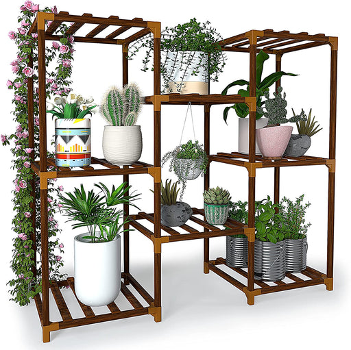 Plant Stand Indoor, Outdoor Wood Plant Stands for Multiple Plants, Plant Shelf Ladder Table Plant Pot Stand for Living Room, Patio, Balcony, Plant Gardening Gift