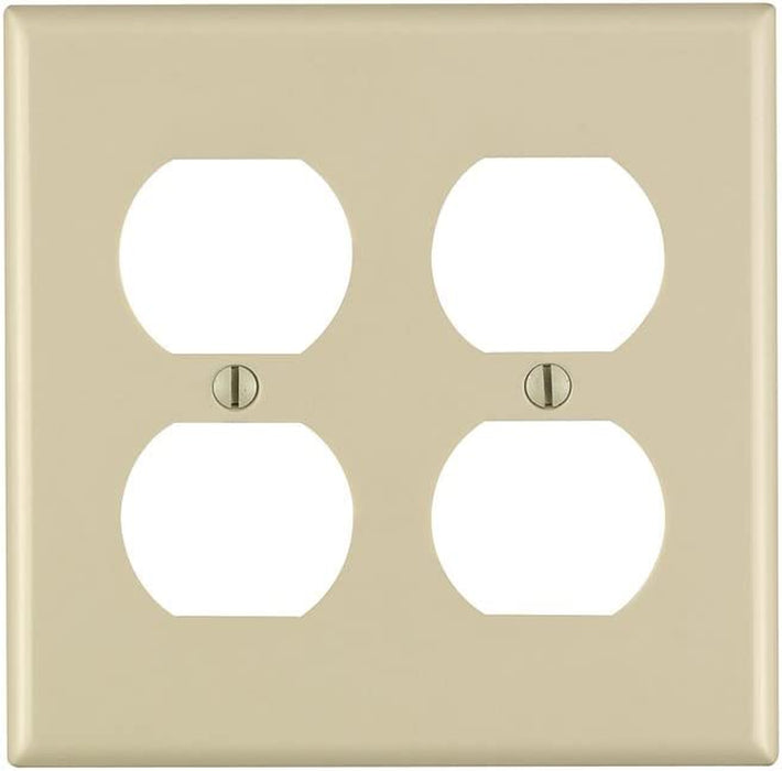 88016 2-Gang Duplex Device Receptacle Wallplate, Standard Size, Thermoset, Device Mount, White