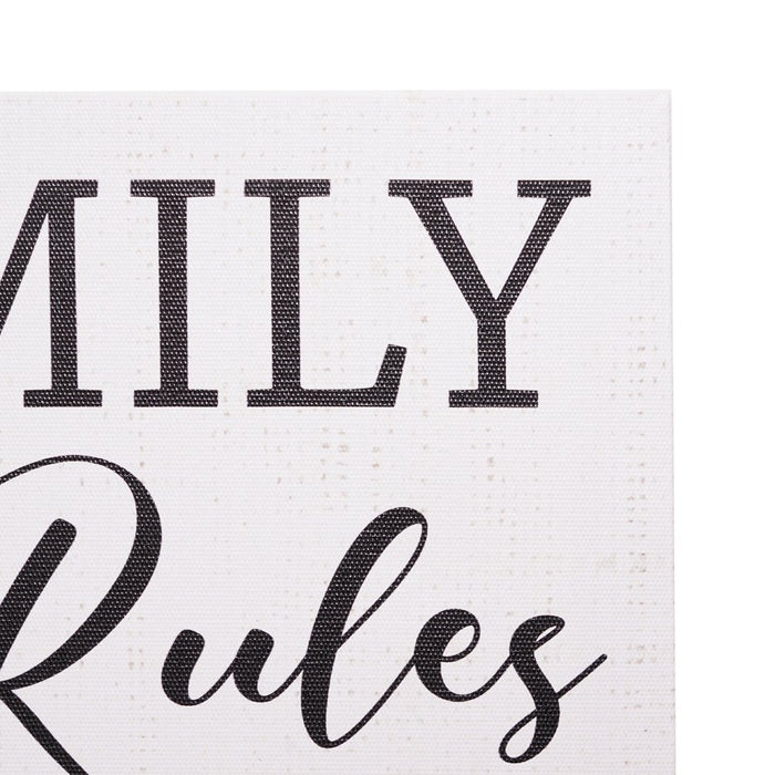 Family Rules Canvas Wall Decor 9" X 24"
