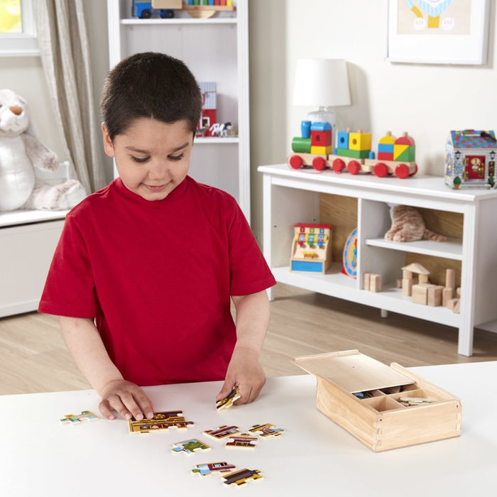 Vehicles 4-In-1 Wooden Jigsaw Puzzles in a Storage Box (48 Pcs) | Fsc-Certified Materials