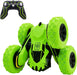 RC Stunt Cars Remote Control Car Double-Sided Driving 360-Degree Flips Rotating Car Toy, Green