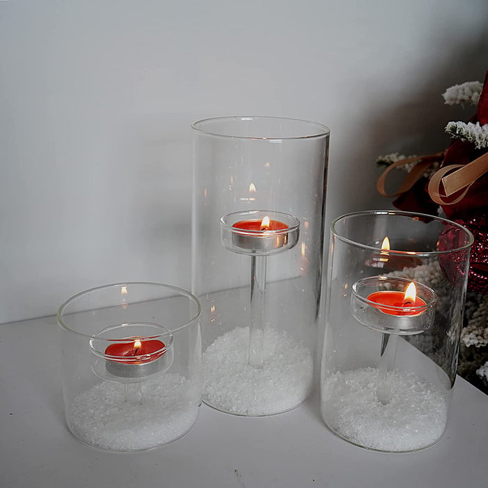Glass Hurricane Candle Holder for Pillar Candles - Glass Cylinder Vase for Centerpieces Clear Seeded Home Decor for Kitchen Table Living Room