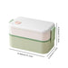 1 Pack Portable Hermetic Lunch Box 2 Layer Grid Student Bento Box with Fork Spoon Leakproof Microwavable Oven Multi Lunch Box
