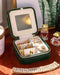 Plush Velvet Travel Jewelry Organizer Box | Travel Jewelry Case Small Jewelry Boxes for Women | Jewelry Travel Organizer, Jewelry Travel Case for Women | Earring Organizer with Mirror - Emerald Velvet