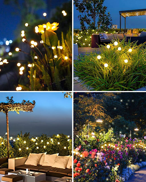 Solar Garden Lights-New Upgraded 4 Pack 8 LED Solar Powered Firefly Lights 4 Pack Solar Firefly Lights Outdoor Waterproof Vibrant Garden Lights for Patio Pathway Decoration, Warm