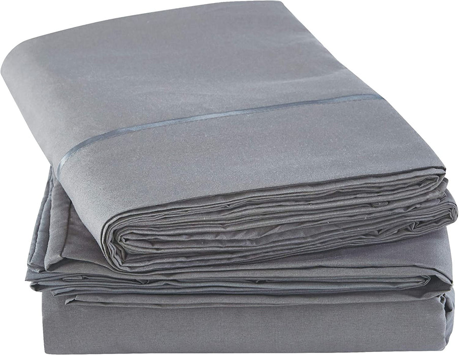 Mueller Ultratemp King Size Sheets Set, Super Soft 1800, 6 Piece, Deep Pocket up to 16" Bed Sheets, Transfers Heat, Breathes Better, Hypoallergenic, Wrinkle, Light Grey
