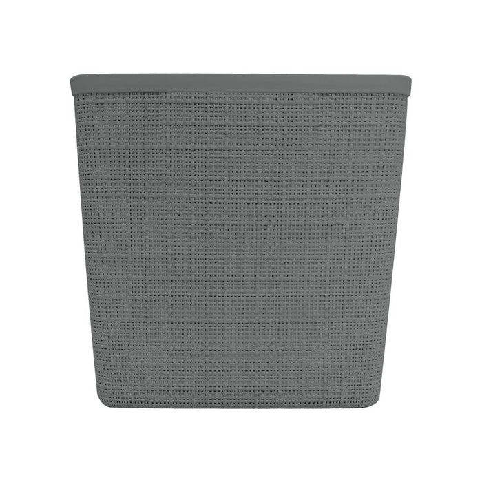 Jute 11" Cube Basket, Resin Plastic Storage Bin, Grey Flannel