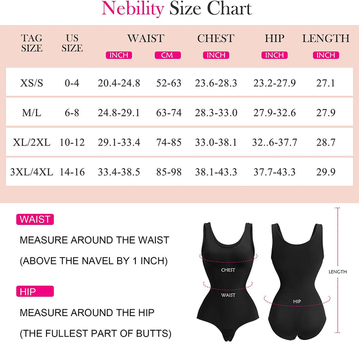 Nebility Women Waist Trainer Bodysuit Slim Full Body Shapewear Seamless round Neck Jumpsuits Tummy Control Tops